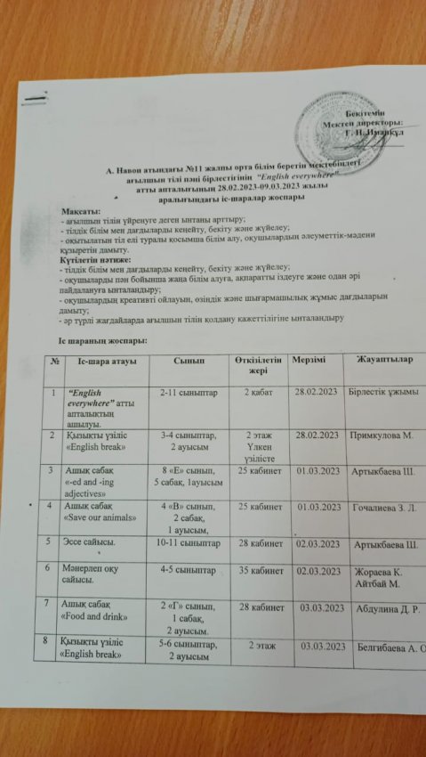 Ағылшын тілі ӘБ онкүндігі